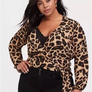 Torrid 3X leopard wrap blouse
